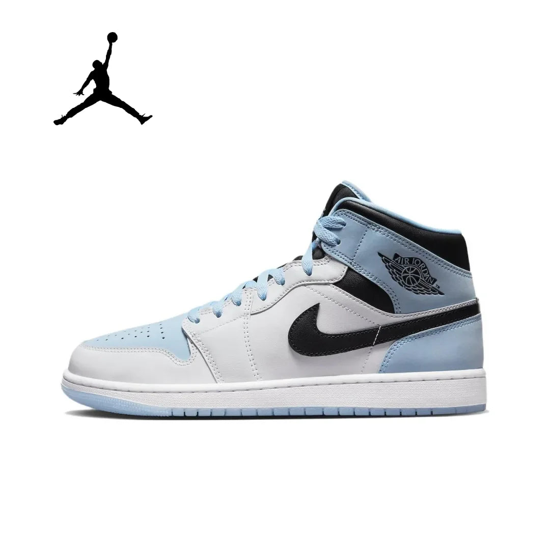 Air Jordan 1 MID WHITE/ICE BLUE-BLACK